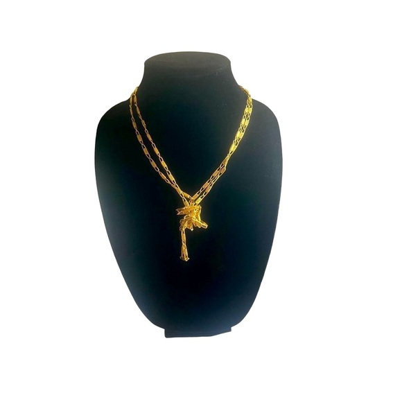 Vintage Napier Textured Or Brushed Gold Tone Necklace Chain Paperclip Style 30" - Picture 11 of 11